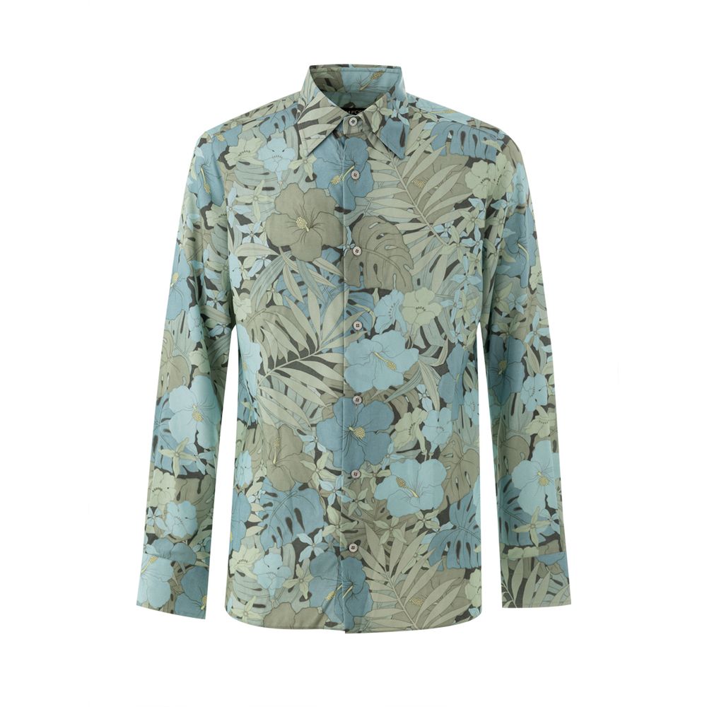 Tom Ford Himmelblaues Lyocell-Hemd mit Muster